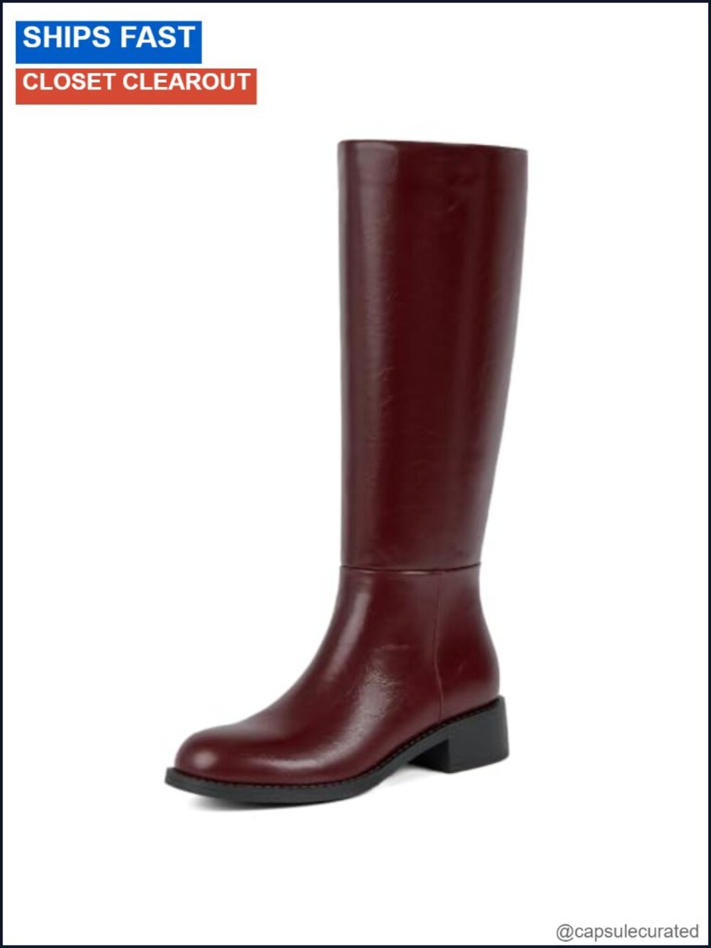 Women's Knee High Boots, Low Chunky Heel Round Toe Faux Leather Tall Boots
